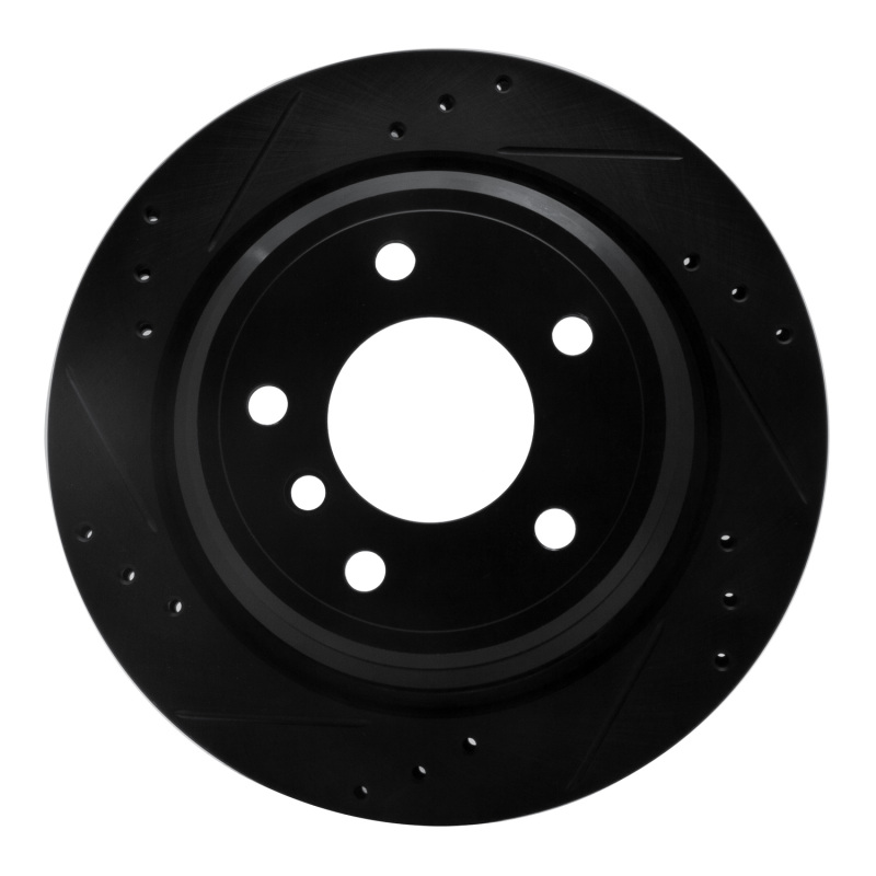 BMW 525I Brake Rotor (1) - Rear Left - R1 Concepts - Drilled & Slotted - Black - `96-`03